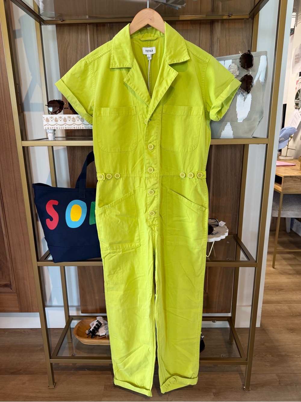 pistola Neon Lime Short-Sleeve One-Piece Jumpsuit